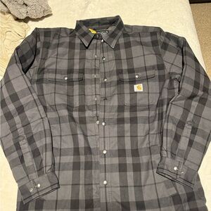 Carhartt Men's Black and Gray Checkered Shirt